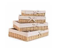 F Fityle 4 Pieces Storage Basket Organizer Container With Open Top Design For Quick Access Woven Paper Rope Texture suitable for office supplies mail