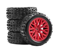 F Fityle 4Pcs 1/18 RC Car Wheels and Tires RC Car Part, High Performance Portable Easy to Install Professional, Accessory Replacement, Red
