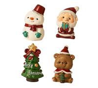 F Fityle 4Pcs Christmas Mini Figurines Props Santa Claus Statue Favors Adorable Resin Xmas Desktop Ornament for Holiday, Style A