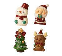 F Fityle 4Pcs Christmas Mini Figurines Props Santa Claus Statue Favors Adorable Resin Xmas Desktop Ornament for Holiday, Style C
