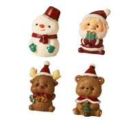 F Fityle 4Pcs Christmas Mini Figurines Props Santa Claus Statue Favors Adorable Resin Xmas Desktop Ornament for Holiday, Style D