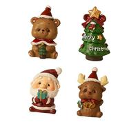 F Fityle 4Pcs Christmas Mini Figurines Props Santa Claus Statue Favors Adorable Resin Xmas Desktop Ornament for Holiday, Style B