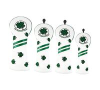 F Fityle 4pcs Golf Club Head Cover Set, Waterproof PU Leather, White, Golf Driver Headcover Set, Embroidery Pattern with Number Tag, Gift for Women Men Golfers