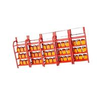 F Fityle 5-piece Oil Drum Rack Model, 1:64 Scale Miniature Workshop Decoration Tool Set Accessories for Model Car Exhibition Workshop Design, Red