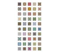 F Fityle 50x Moroccan Tile Stickers Flower Tile Stickers Scrapbook Decorative Stickers Floral Graffiti Stickers for Wall Gift Wrapping