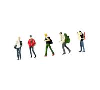 F Fityle 5x 1/64 Scale Backpacker 3D Character Model Stimulated Tiny People Model for DIY Scene Desktop Decoration Train Layout, Style B
