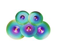 F Fityle 5x Low Volume Cymbals Set Drummer Practicing Alloy Professional Sturdy Quiet Cymbals Practice for Rehearsal Room Apartment, Colorful