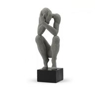 F Fityle Abstract Sculpture Human Figurine Shelf Statue Resin Texture On Solid Base Covering Face Pose Minimalist Style Suitable for living room home décor office desk, 16 19 47cm, A Model