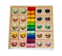 F Fityle Acrylic Wooden Block Set Rainbow Stacker Colorful Building Toy Cube Toy for Ages 3-6
