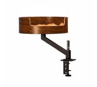 F Fityle Adjustable Resting Cat Bed Clamp On Elevated Perch Wooden Bowl Mounted Sturdy Arm Soft Pad suitable for shared workspaces home study areas tiny homes, Adjustable Height