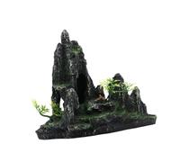 F Fityle Aquarium Decor Suspended Rock Hideaway Cave Resin Mountain View Stone for Micro Landscape Fish Tank Landscaping Hiding Turtle, Style A