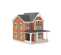 F Fityle Architectural Display Miniature House Model Diorama Building Scale Model Toy House With Classic Pitched Trim PETG Material Suitable for desk setups creative photography, Red, Brown