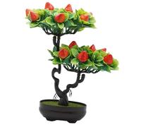 F Fityle Artificial Fruit Tree Bonsai,Simulation Potted Lightweight Multipurpose Faux Fruit Tree Pot for Living Room Indoor Outdoor, Strawberry
