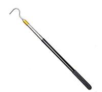 F Fityle Attic Ladder Pull Rod with Telescopic Stainless Hook for Pull Down Stairs Access Reaching Elevated Fixtures with Textured Black Handle for Home Chores