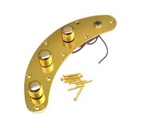 F Fityle Bass Switch Control Plate Bass Wiring Harness Plate Set Panel Replacements 1 Tone 2 Volumes 1 Jack Fully Loaded Control Metal, gold