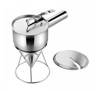 F Fityle Batter Dispenser Funnel With Stand Piston Mechanism Portion Control Stainless Steel Material Comfortable Grip hassle cleaning suitable for pancakes, 1200ML 8MM W Cover