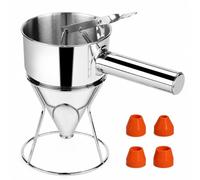 F Fityle Batter Dispenser Stainless Steel Funnel Cup With Release Top Controlled Pouring Silicone Nozzles Detachable Handle Metal, 1200ml, 1200ml Detachable Handle + 4 Silicone Nozzles