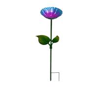 F Fityle Bird Bath, Metal Flower Birdbath Bowl Pedestal, Sturdy Bird Feeder with Stake Stand for Patio Outdoors Yard Garden Decoration, Blue Violet