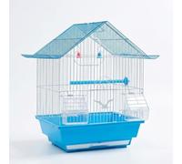 F Fityle Bird Cage House Roof Secure Enclosure Iron Wire Perches Removable Tray Stationary Base Suitable for Budgie Canary Parakeet Cockatiel Home, Blue, Blue