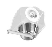 F Fityle Bird Feeder for Cage Parakeet Feeder Transparent Cage Accessory Stainless Steel Bird Bowl for Cockatiel Budgerigars Parrot, S