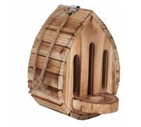F Fityle Bird House Featuring Clear Feeding Dish and Three Tall Slots for Butterfly Shelter Rustic Wood Finish Suitable for Yard Ornaments