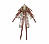 F Fityle Bow Tie Pin Portrait Bow Brooch Plaid Ribbon Neckwear Pendant Accessory With Lapel Pin Option Suitable for school uniforms business blouses casual shirts formal events cosplay, Coffee, Pin