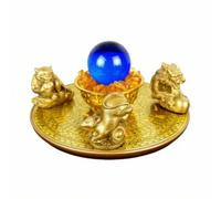 F Fityle Brass Figurine Desk Sculpture Ornament Statue Featuring Crystal Orb And Round Engraved Base brass and crystal, Small Size, Brass, Monkey, Rat, Dragon, Wealth-attracting Feng Shui Array