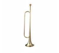 F Fityle Brass Trumpet Student Bugle Cavalry Trumpet Marching Wind Instrument With Yellow Brass Look Reliable Tone Lightweight, Gold Bugle In B-flat With 7C Mouthpiece