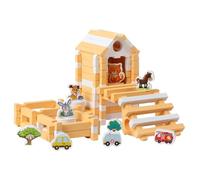 F Fityle Building Blocks Set,DIY Wooden House,Hands on Ability,Engineering Learning Toy Construction Building for Children Adult Gift