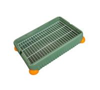 F Fityle Bunny Litter Pan Corner Toilet Box Pet Pan Pet Corner Toilet with Mesh Dog Potty Tray for Hamster Guinea Pigs Small Animals, L, green