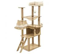 F Fityle Cat Climbing Structure Featuring Wood Frame Sisal Scratching Posts Elevated Perch Hanging Toy For Energetic Indoor Cats Suitable For Activity Resting Investigation, 40 60 155cm