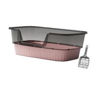 F Fityle Cat Litter Box for All Kinds of Cat Litter Portable Pet Cat Toilet Sand Box U Shape Lowered Front for Indoor Rabbits Outdoor, Pink