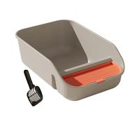 F Fityle Cat Litter Box for Indoor Cats Open Top Detachable with Rim Large Tall High Sides with Scooper with Frame for Rabbits Kitten, Gray