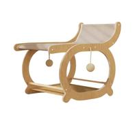 F Fityle Cat Scratching Pad Cat Scratcher Cat Lounge Chair Cat Sofa Cat Bed With Sisal Scratching Deck Curved Wood Stable Floor Base suitable for living room bedroom pet retreat, Log Color