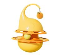 F Fityle Cat Toy Roller Turntable Toy Treat Dispenser 360° Rotating Multipurpose Tumbler Interactive with Bell Ball for Home Bedroom, yellow