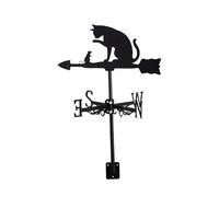 F Fityle Cat Weathervane Kitten Ornament Iron Gift Roof Decor Wind Direction Indicator Metal Weather Vane for Courtyard Fence Outside