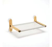 F Fityle Cat Window Hammock Window Seat Perch Bed With Wood Frame And Woven Resting Area Strong Transparent Suction Cups And Folding Support suitable for, Single Layer Suction Cup Hammock Extended
