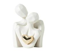 F Fityle Ceramic Embracing Couple Statue Tabletop Ornament Versatile Elegant Accessory Romantic for Shelf Display 7.2x9.5cm Modern, White