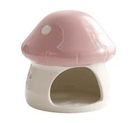 F Fityle Ceramic Hamster House, Guinea Pig Hideout, And Cute Mushroom-Shaped Hamster Hideout Bed, Accessories for Hedgehogs, Mice, And Chipmunks, Pink