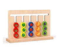 F Fityle Children Wooden Cognitive Learning Board With Sliding Tracks Matching Challenge Cards Color Discs builds observation and reasoning suitable for daycare home play, style to 1
