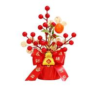 F Fityle Chinese Lunar New Year Decoration Fake Flower Bucket Red Bonsai 2024 Dragon Ornament for Spring Festival Porch Wedding, Lucky Pouch