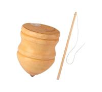 F Fityle Classic Wooden Trompos, Paintable, Wooden Toy with Stick, Handmade, with Improved Stability and Tip for Toddlers, 8 inch with 40cm Rod