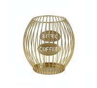 F Fityle Coffee Shelf Pod Holder Capsule Basket Countertop Organizer Storage Bin Metal Rust Resistant Iron Frame Nordic Lantern Touch suitable for lobby , Gold , S