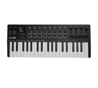 F Fityle Compact 37 Key Midi Keyboard Controller with Rechargeable and Control Wheels for Digital Synthesizer Integration Suitable for Music and Performance, Black White