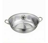 F Fityle Compartment Cookware Yin Yang Soup Pot, 30cm, with Transparent Lid