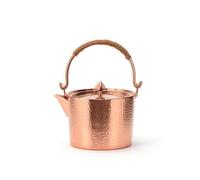 F Fityle Copper Kettle Tea Kettle Pot Pitcher Jug with Handcrafted Hammered Exterior and Curved Arched Handle Open Top for Heat and Reliable Grip Suitable for, 1 Liter, Original Color