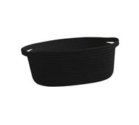 F Fityle Cotton Rope Basket Woven Basket Organization Bin Shelf Basket with Handles for Cosmetics Towel Storage Baby Dog Toy Bedside, Black