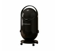 F Fityle Covered Trash Bin with Unique Double Door High Capacity Standing Waste Can Mobile Garbage Bin on Wheels Odor Sealing Lid Suitable for Living Room Kitchen Home, Black, With Wheels