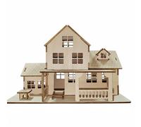 F Fityle Decor Wooden Model Kit Miniature Villa Puzzle DIY Assembly Precision Cut Pieces Handmade Art Suitable for Teens Adults Holiday Decoration Desktop Ornament Study Room