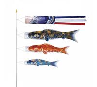 F Fityle Decorative Japanese Carp Windsock Streamer Banner Ornament Hanging Build With Bright Colors And Fluid Motion Suitable for patios balconies storefronts, Gilding SET B 120-70
